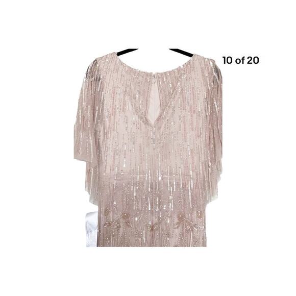 MAC DUGGLE EMBELLISHED CAP SLEEVE FAUX WRAP TRUMPET GOWN Size 14 NWT - Picture 10 of 12